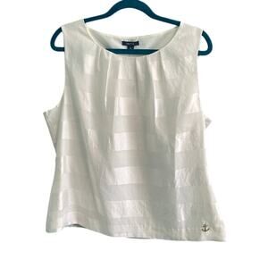 Nautica Women's Ivory Striped Holiday Anchor Sleveless Top Size 16 NWT